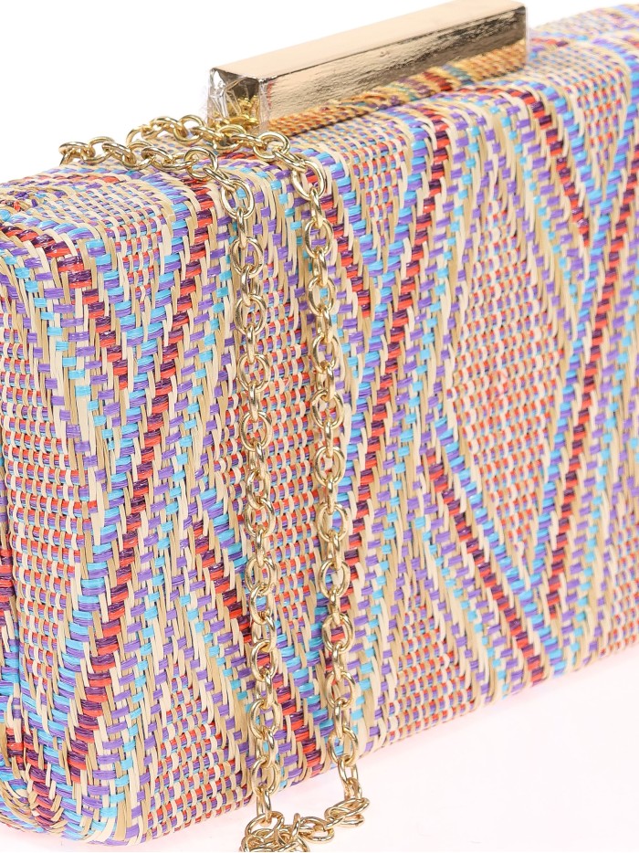 Bolso clutch de fiesta rafia multi
