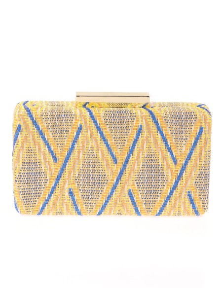 Bolso clutch de fiesta rafia amarillo