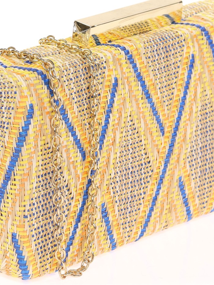 Bolso clutch de fiesta rafia amarillo