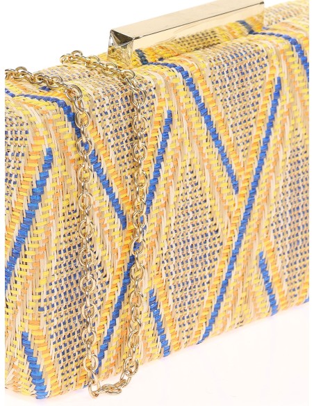 Bolso clutch de fiesta rafia amarillo