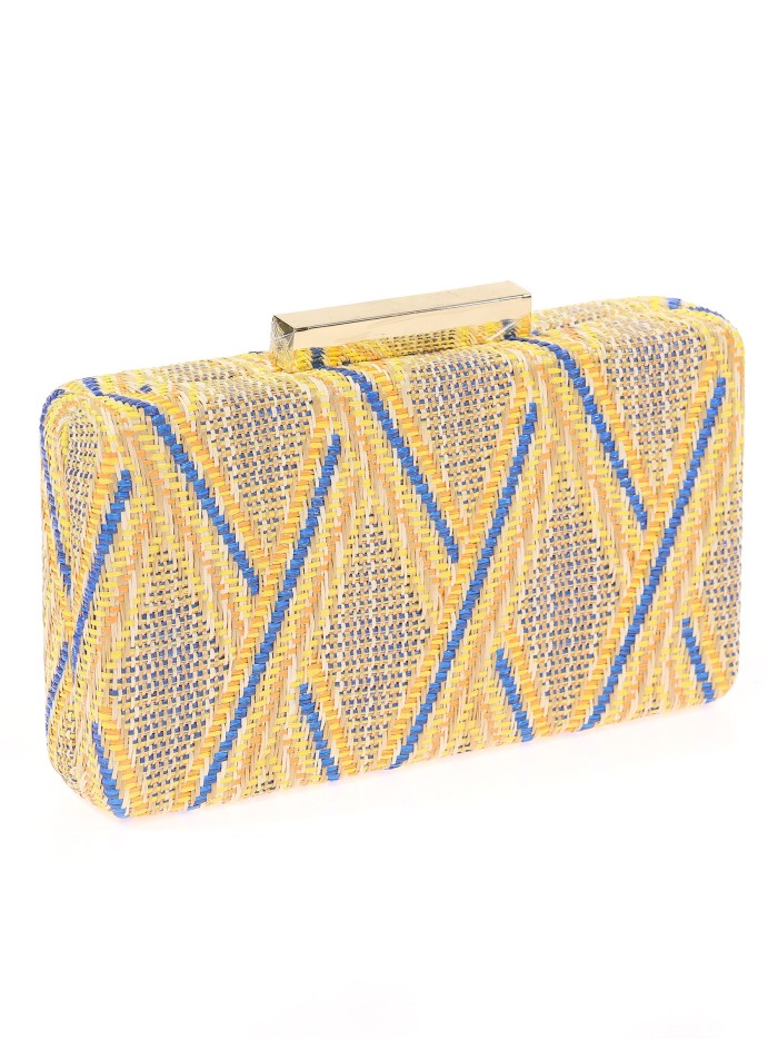 Bolso clutch de fiesta rafia amarillo
