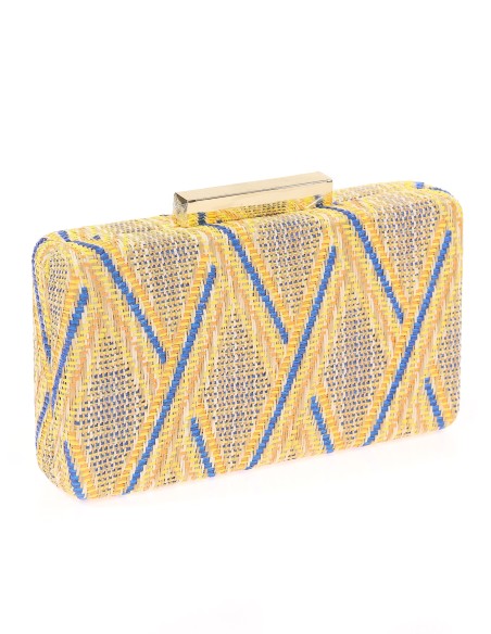 Bolso clutch de fiesta rafia amarillo