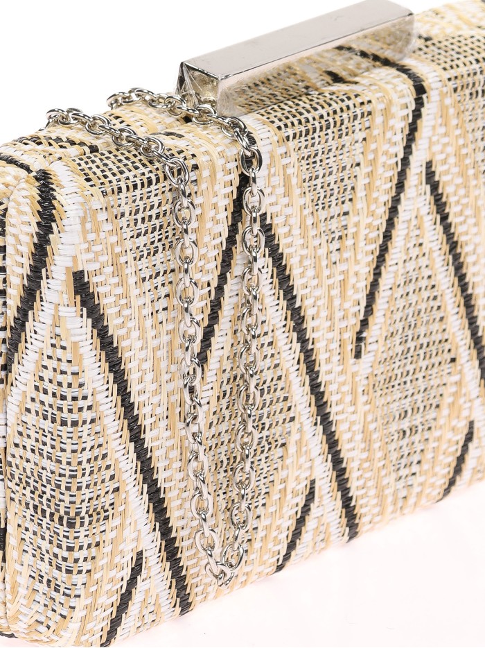 Bolso clutch de fiesta rafia beige