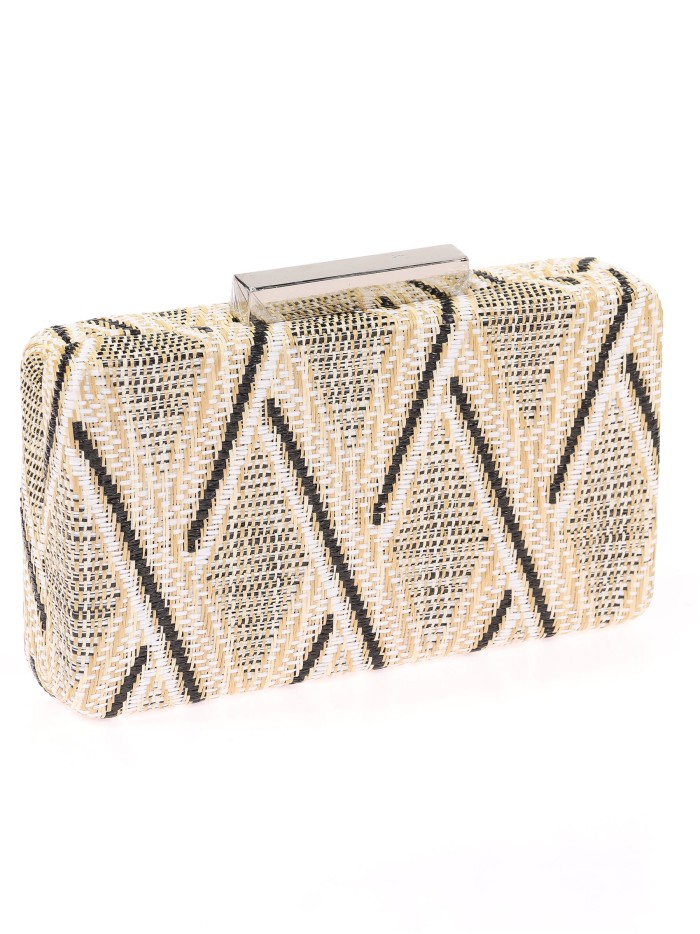 Bolso clutch de fiesta rafia beige