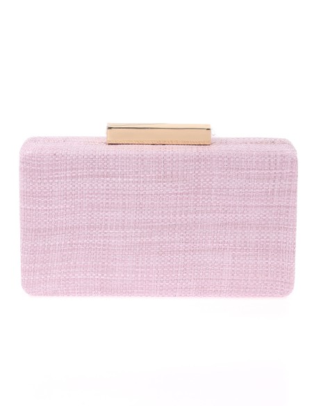 Bolso clutch de fiesta rafia rosa-palo