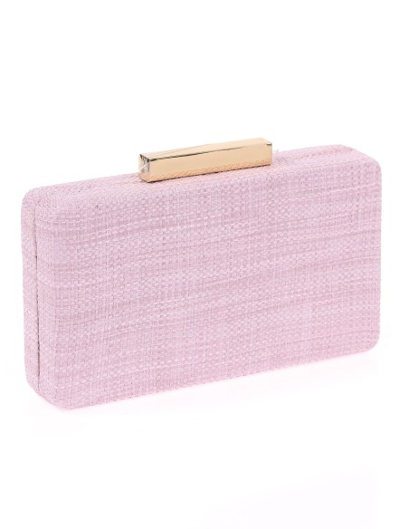 Bolso clutch de fiesta rafia rosa-palo