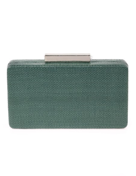 Bolso clutch de fiesta rafia verde-botella