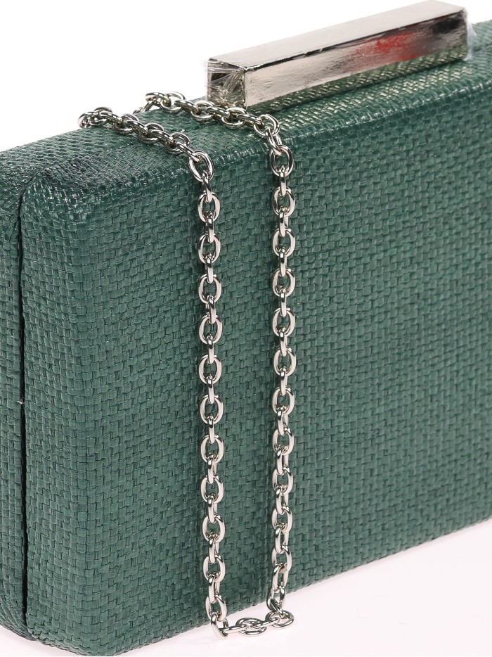 Bolso clutch de fiesta rafia verde-botella