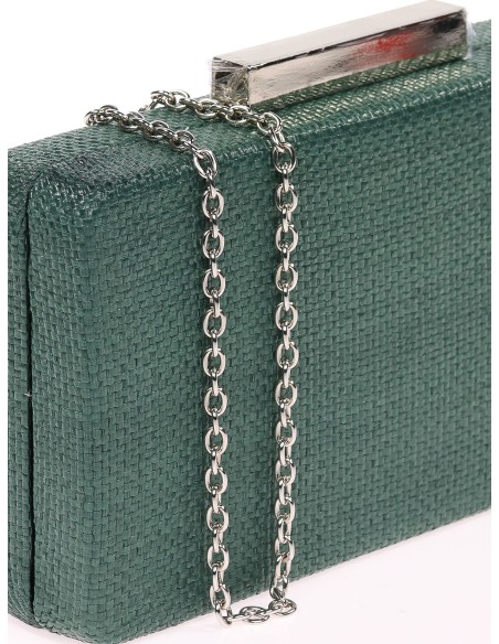 Bolso clutch de fiesta rafia verde-botella