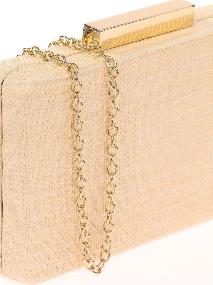 Bolso clutch de fiesta rafia beige