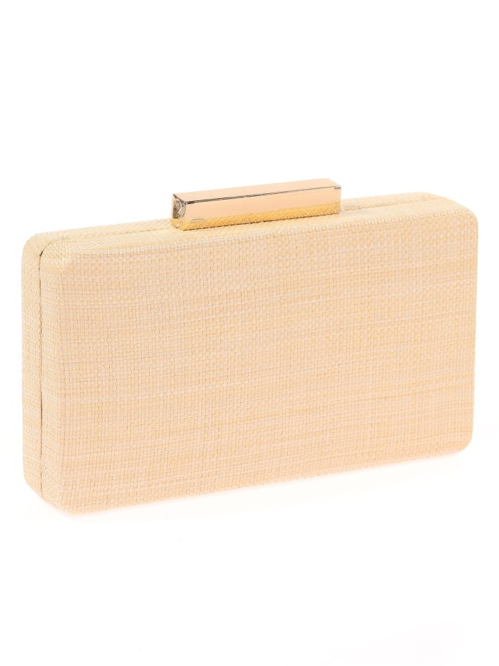 Bolso clutch de fiesta rafia beige