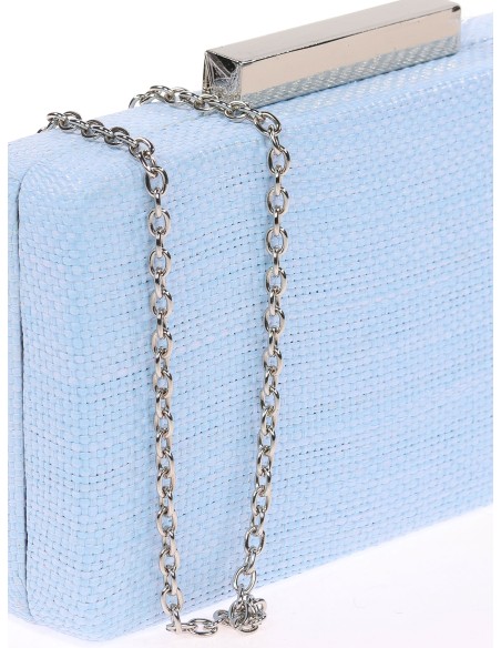 Bolso clutch de fiesta rafia azul-claro