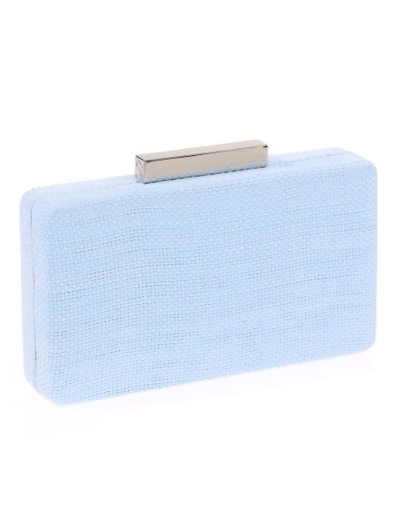 Bolso clutch de fiesta rafia azul-claro