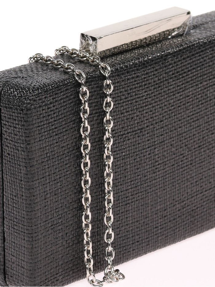 Bolsa clutch de festa ráfia preta