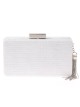 Bolso clutch de fiesta rafia borlas plata