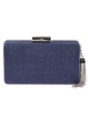 Bolso clutch de fiesta rafia borlas azul-marino