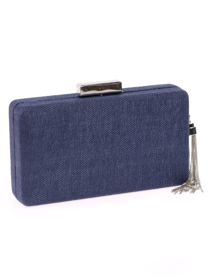 Bolso clutch de fiesta rafia borlas azul-marino