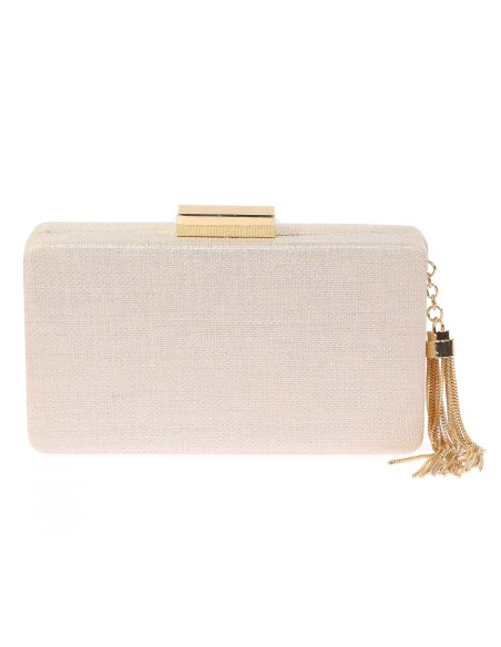 Bolso clutch de fiesta rafia borlas oro-claro