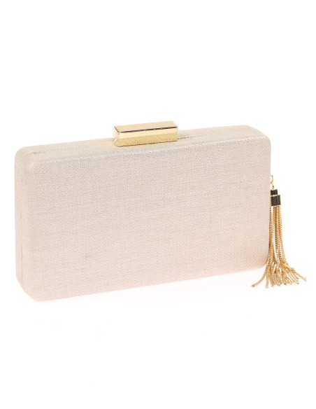 Bolso clutch de fiesta rafia borlas oro-claro