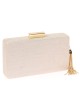 Bolso clutch de fiesta rafia borlas oro-claro