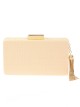 Bolso clutch de fiesta rafia borlas beige