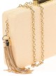 Bolso clutch de fiesta rafia borlas beige