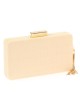 Bolso clutch de fiesta rafia borlas beige