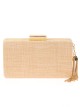 Bolso clutch de fiesta rafia borlas taupe