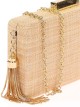 Bolso clutch de fiesta rafia borlas taupe