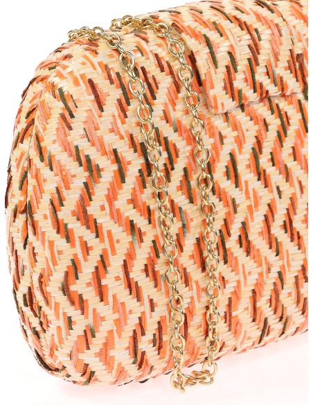Bolso clutch de fiesta rafia coral