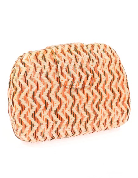 Bolso clutch de fiesta rafia coral