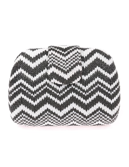Bolso clutch de fiesta rafia negro-blanco