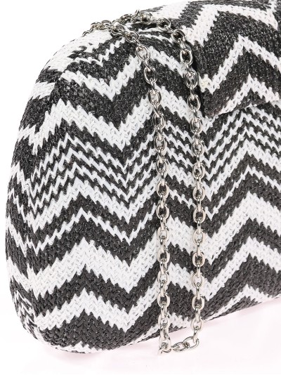 Bolso clutch de fiesta rafia negro-blanco 2