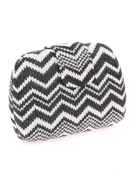 Bolso clutch de fiesta rafia negro-blanco