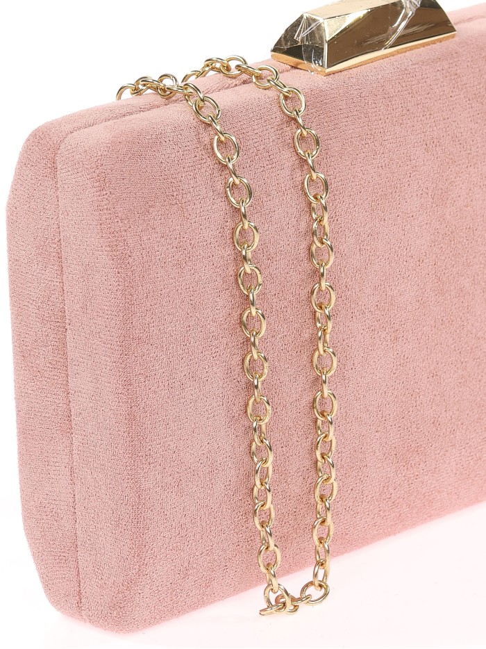 Bolso clutch de fiesta antelina contraste rosa-palo-oscuro