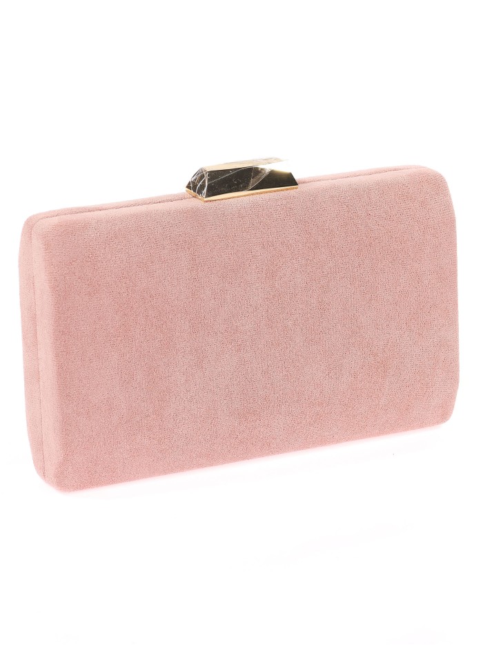 Bolso clutch de fiesta antelina contraste rosa-palo-oscuro