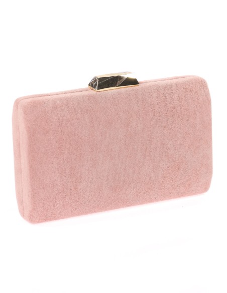 Bolso clutch de fiesta antelina contraste rosa-palo-oscuro