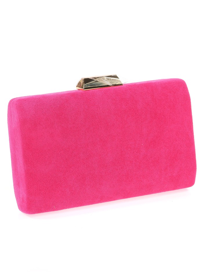 Bolso clutch de fiesta antelina contraste fresa