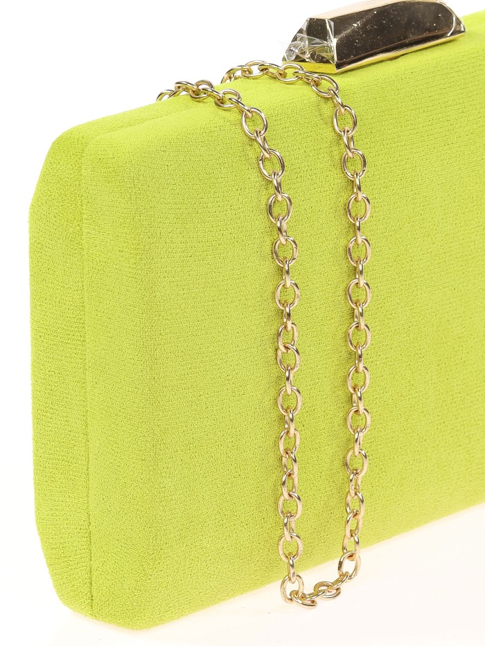 Bolso clutch de fiesta antelina contraste lima