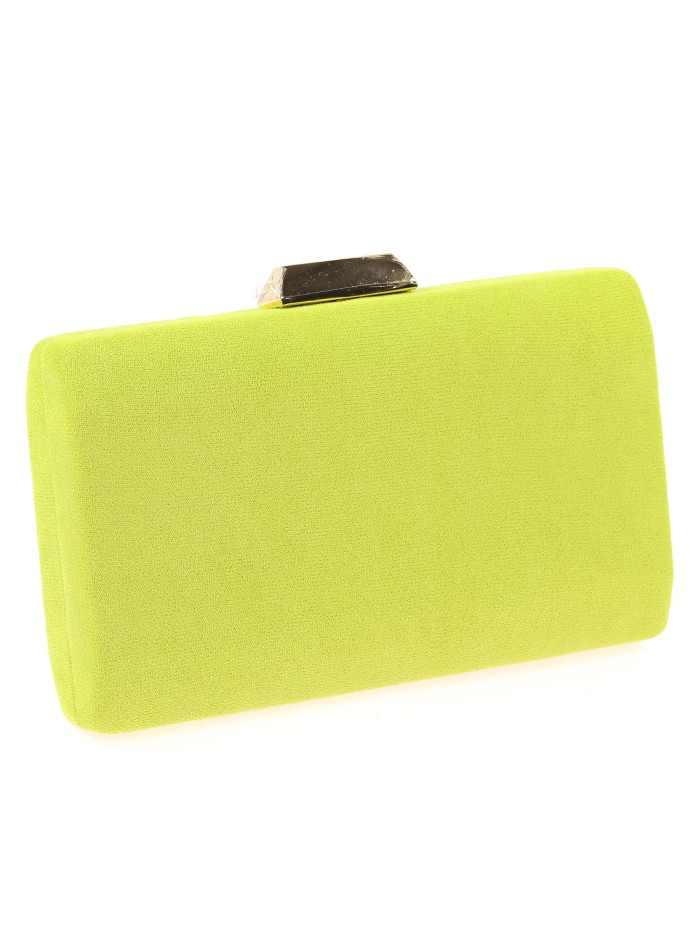 Bolso clutch de fiesta antelina contraste lima