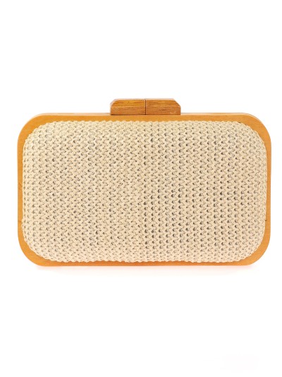 Bolso clutch de fiesta rafia madera natural