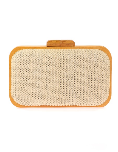 Bolso clutch de fiesta rafia madera natural