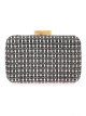 Bolso clutch de fiesta efecto rafia abalorio negro-blanco