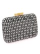 Bolso clutch de fiesta efecto rafia abalorio negro-blanco