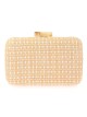 Bolso clutch de fiesta efecto rafia abalorio taupe