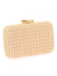 Bolso clutch de fiesta efecto rafia abalorio taupe