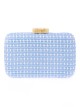 Bolso clutch de fiesta efecto rafia abalorio celeste