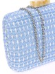 Bolso clutch de fiesta efecto rafia abalorio celeste