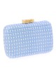 Bolso clutch de fiesta efecto rafia abalorio celeste