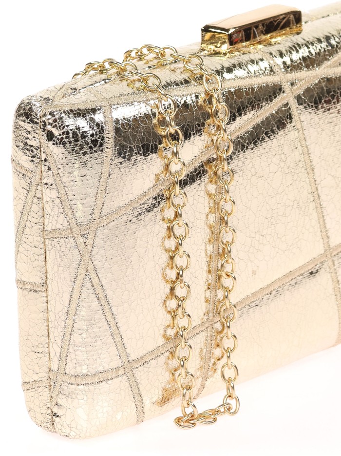 Bolso clutch de fiesta bordado polipiel oro-claro
